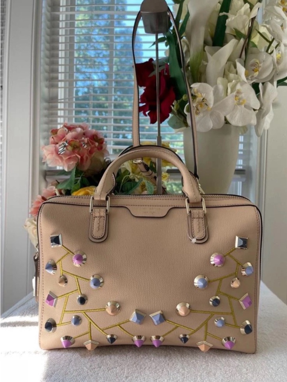 Henri Bendel Rare West57th Jewel Applique Barrel Bag
